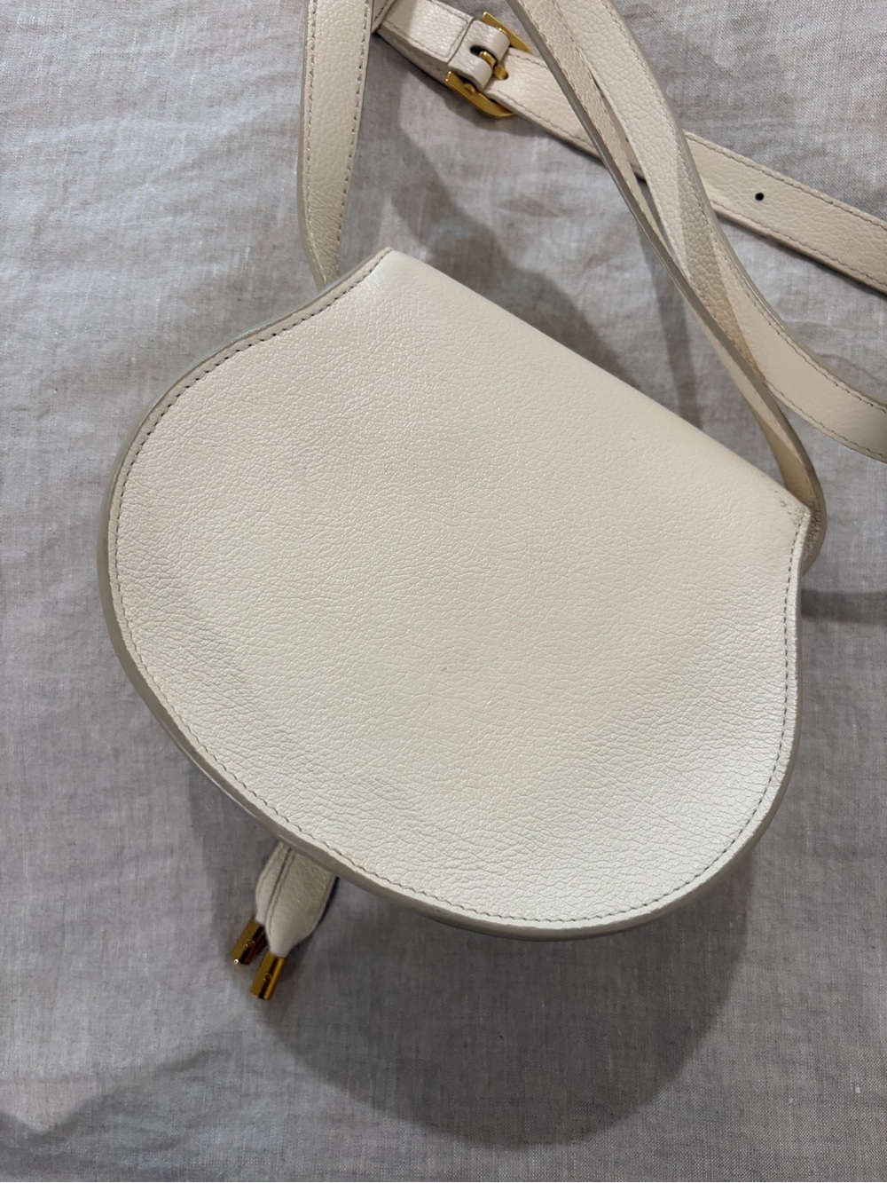Small Chloé Marcie Leather Saddle Bag in Cream - Picture 6 of 9